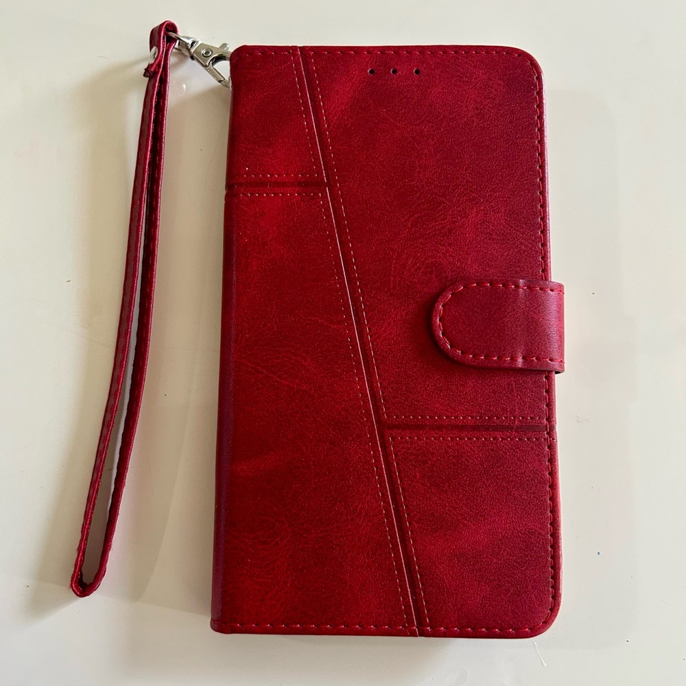 Elegant Red Phone Wallet Case with Strap
